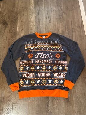 Tito’s Grey and Orange Holiday Sweater - Men's
